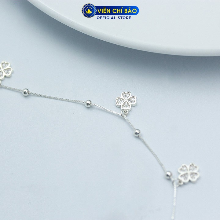 Lắc chân bạc nữ cỏ 4 lá chất liệu bạc S925 thời trang phụ kiện trang sức nữ thương hiệu Viễn Chí Bảo L400650