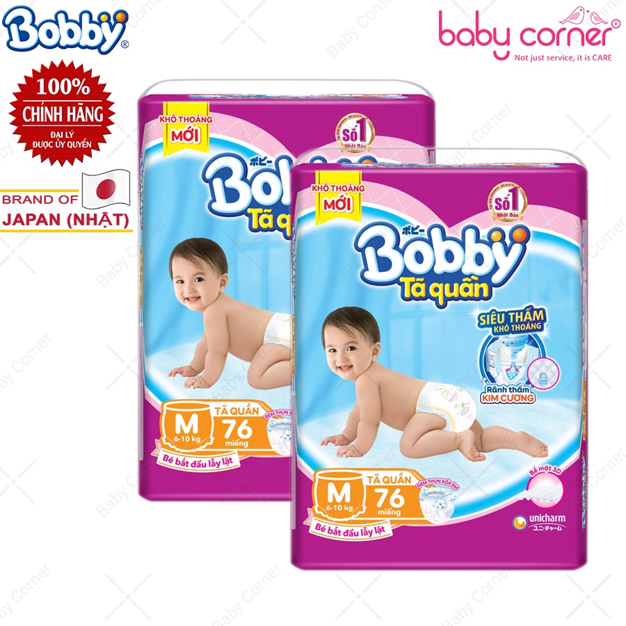 [Combo 2 Gói] Tã Dán/ Tã Quần Siêu Thấm Bobby Newborn, S56, M76, L68, XL62, XXL56