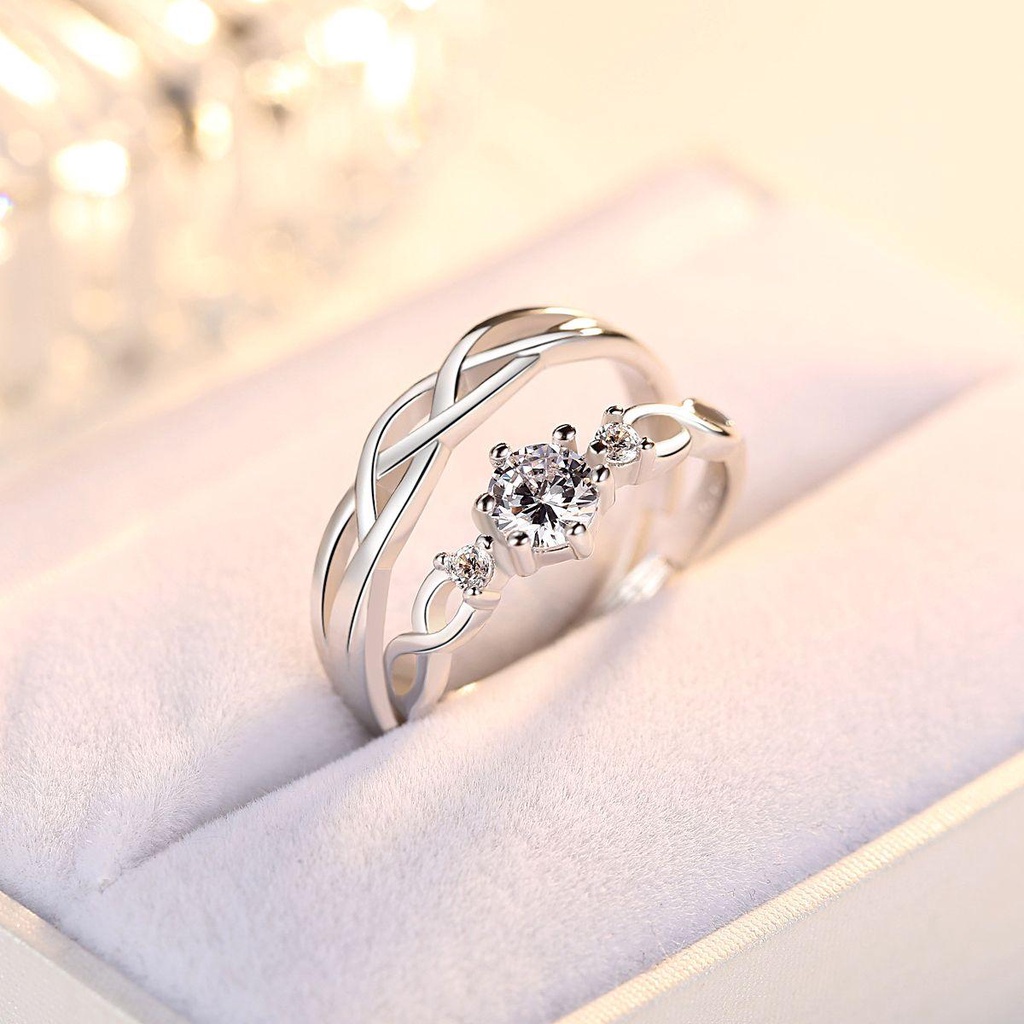 Set 2 Nhẫn Cưới Sáng Tạo Có Thể Điều Chỉnh Kích Cỡ