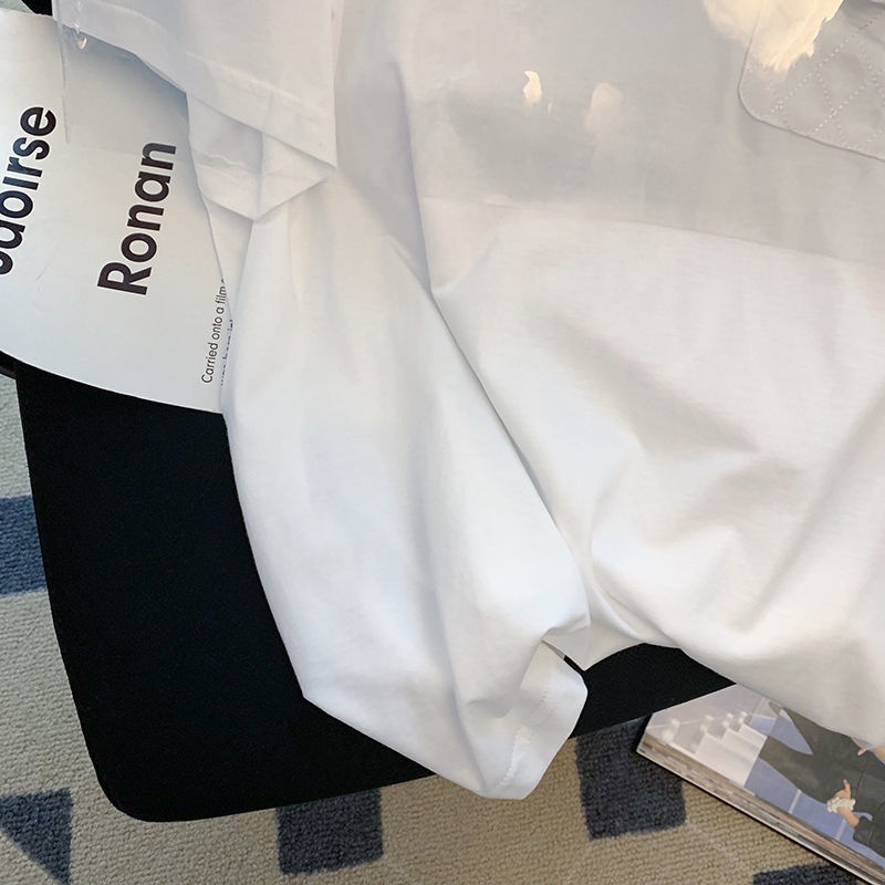 Áo Thun Cotton Tay Ngắn Màu Trắng In Hình Hoa Trà Phong Cách Mới Mùa Hè Dễ Phối Đồ Cho Nữ