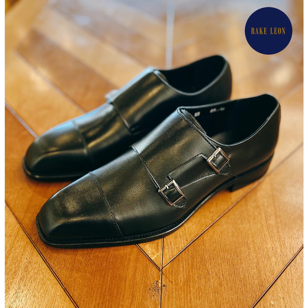 Giầy lười tây nam cao cấp đế gỗ phíp da bò thật bảo hành 1 năm kiểu dáng Double Monkstrap - Mã T160