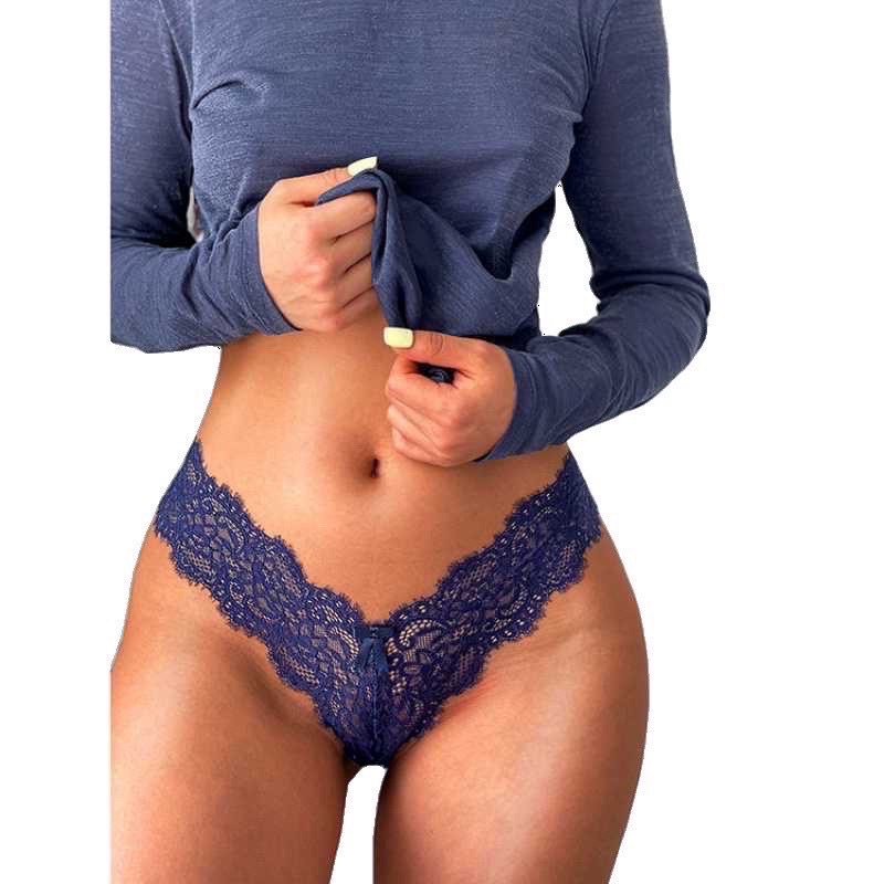 Quần lót ren nữ lọt khe chữ Y ren mềm mại hoạ tiết đính nơ nhỏ sexy quyến rũ 8003