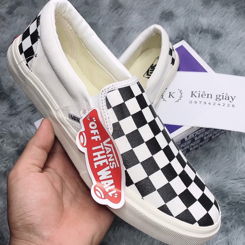 Giày thể thao giày VANs CARO  đen trắng nam nữ không dây đủ size 36-43 full box bill