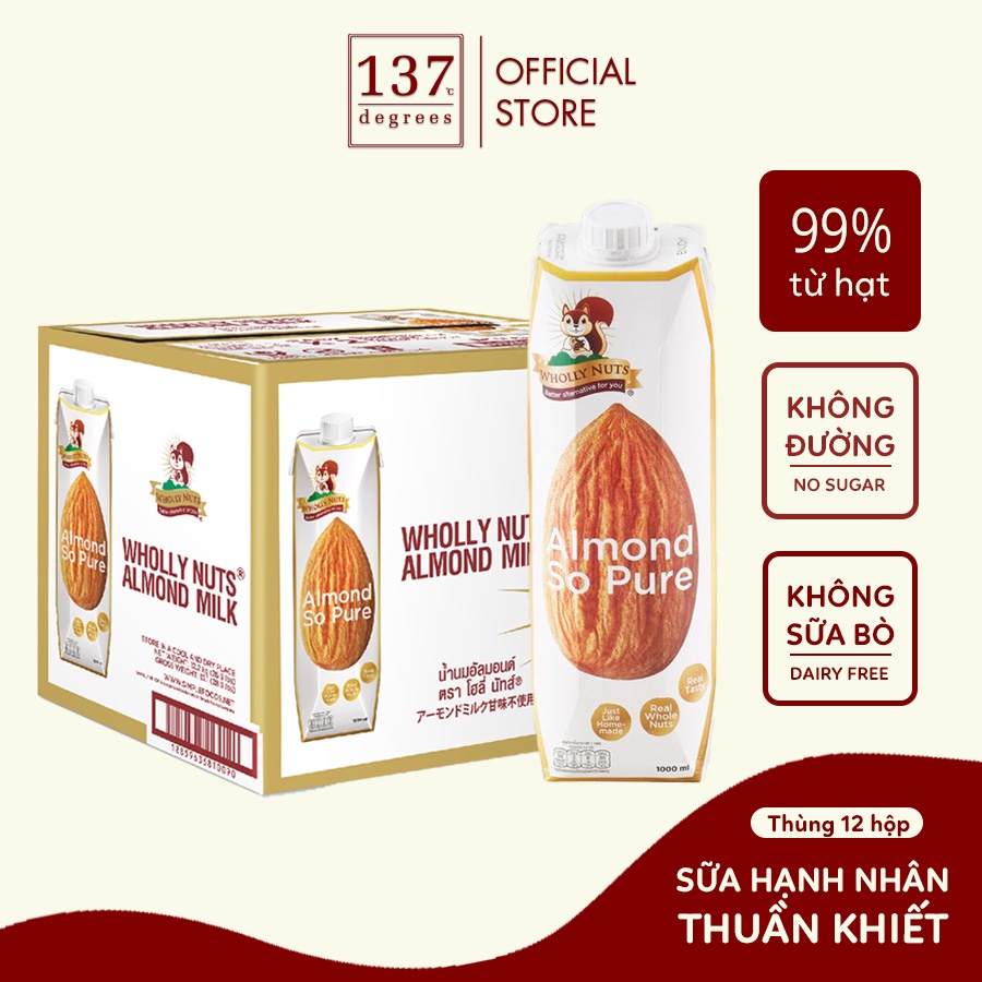 [VỊ MỚI] Sữa hạt Hạnh nhân Thuần khiết Wholly Nuts 137 Degrees 1L-[FREE SHIP] TỪ ĐƠN 50K