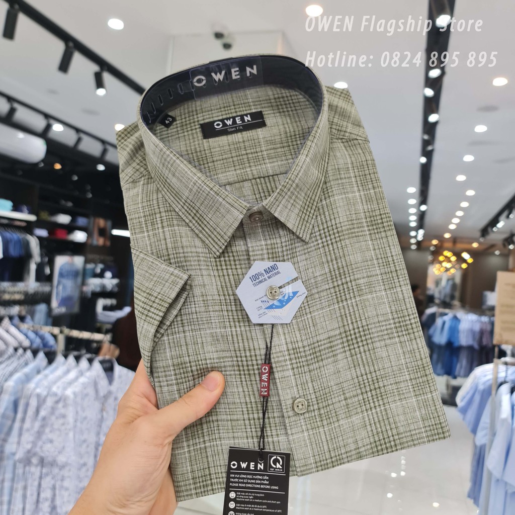 OWEN - (FREESHIP) Áo sơ mi cộc tay sợi Nano - Mã AS22966N - OWEN Flagship Store