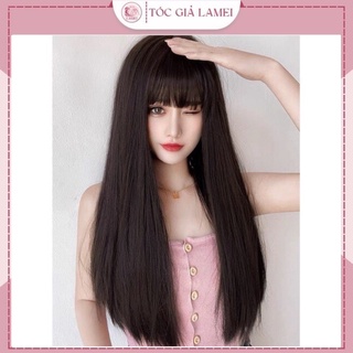 Tóc Giả Nữ Nguyên Đầu Dáng Thẳng Dài Chất Sợi Tơ Cao Cấp Tặng Wig Đội Tóc 8037