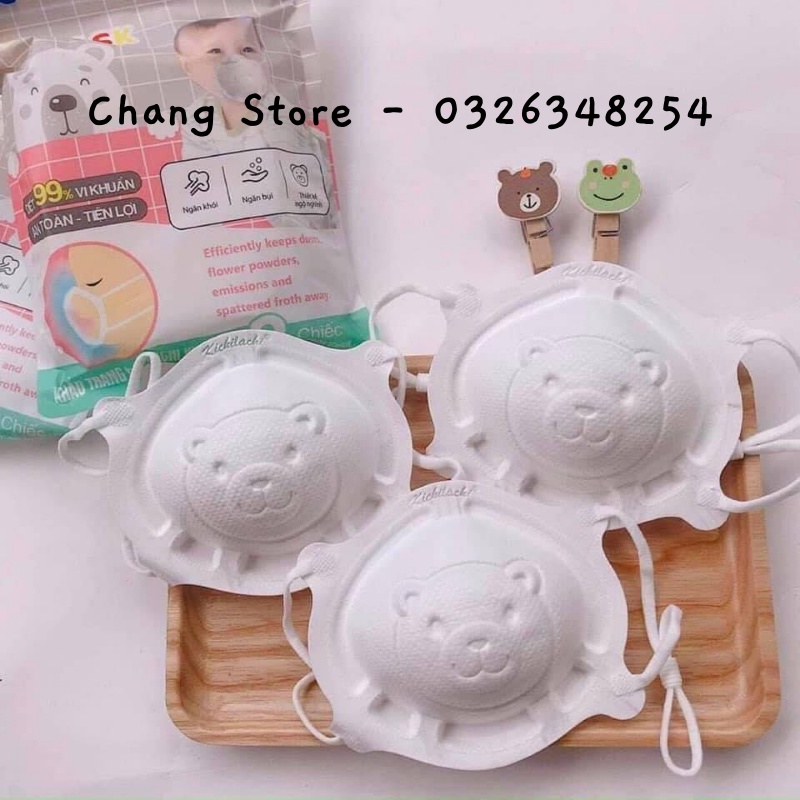 [SET 3 CÁI] Khẩu Trang Gấu/ Khẩu Trang Cho Bé Kichilachi Chính Hãng
