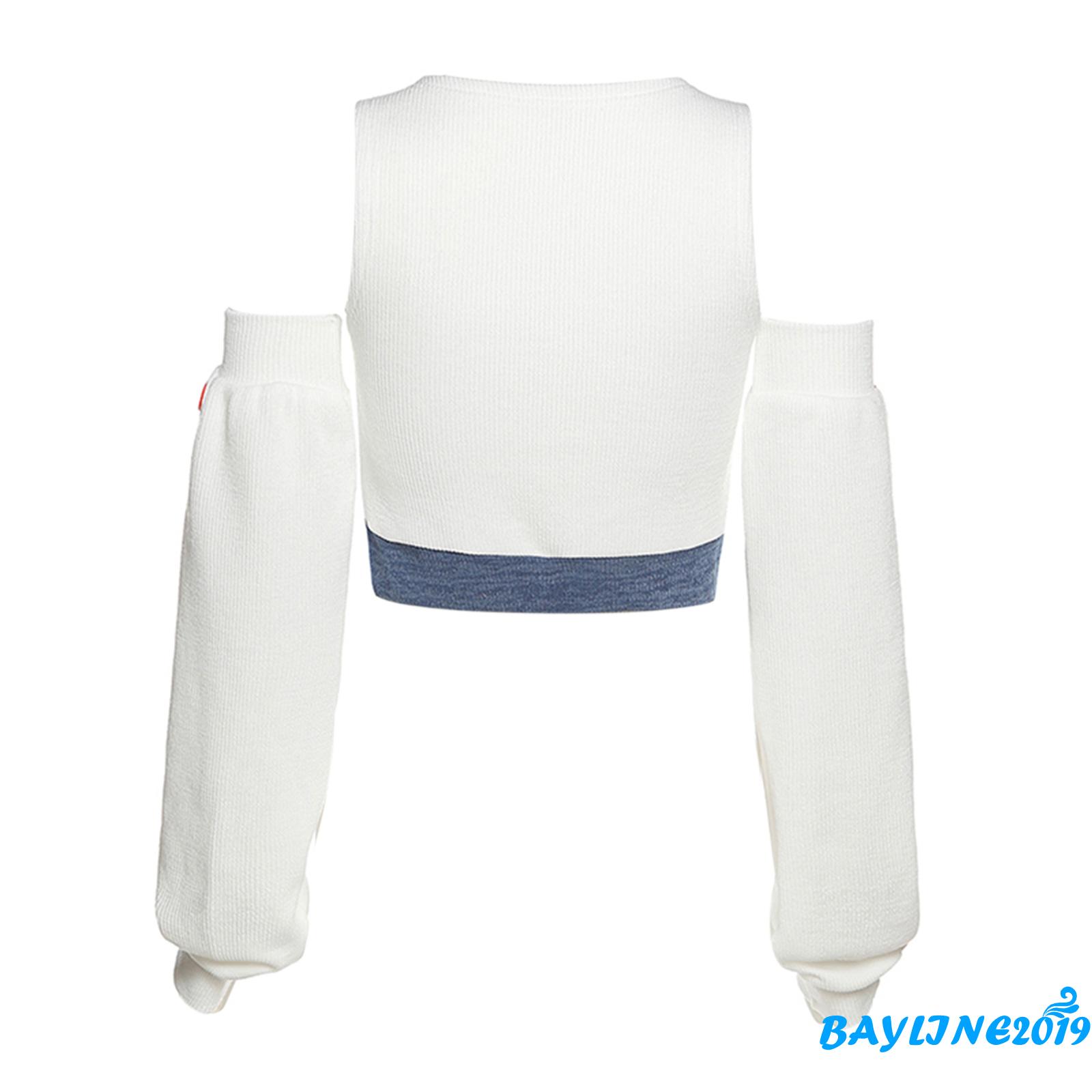 Áo croptop dáng ôm kèm cặp ống tay áo thiết kế cá tính cho nữ | BigBuy360 - bigbuy360.vn