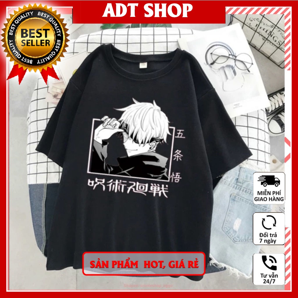 Áo Thun đen - trắng In Hình anime Jujutsu Kaisen - Gojo Satoru Nam Nữ Đủ Size giá rẻ