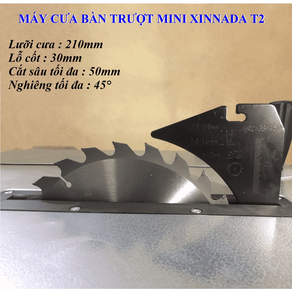 Máy Cưa Bàn Mini XINNADA T2  - Cắt Nghiêng 45 Độ, Cắt Đa Góc - Máy Khỏe, Chạy Êm, Cắt Đa Dạng Vật Liệu