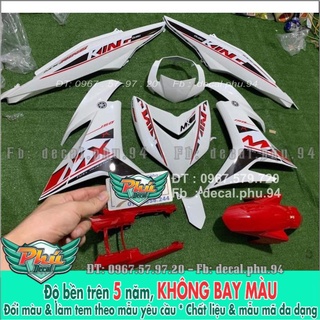 Tem rời exciter 150 mx trắng đỏ đen -1
