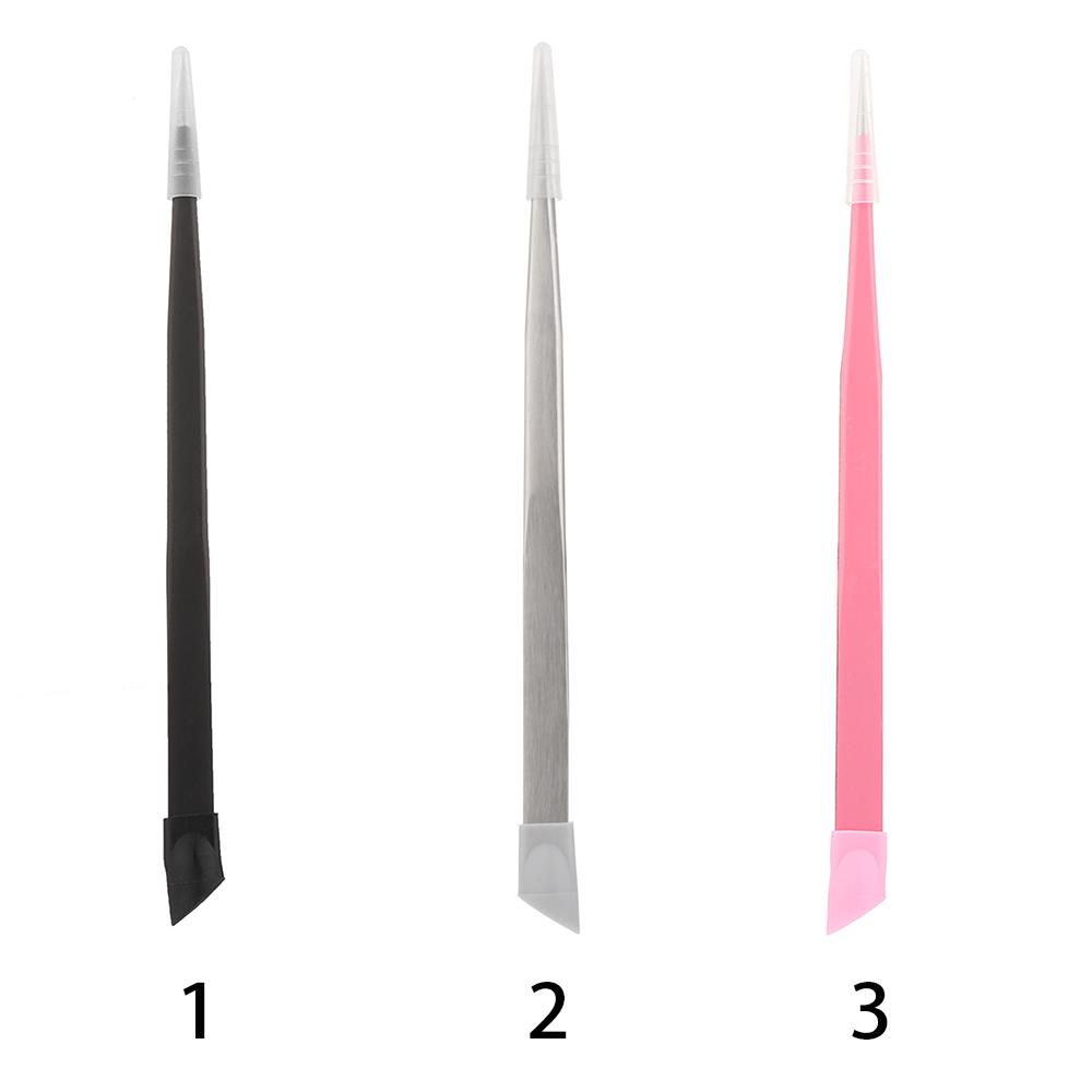 [Hàng mới về] Nhíp gắp đá giả/miếng dán đính móng bằng kim loại với đầu nhấn bằng silicon