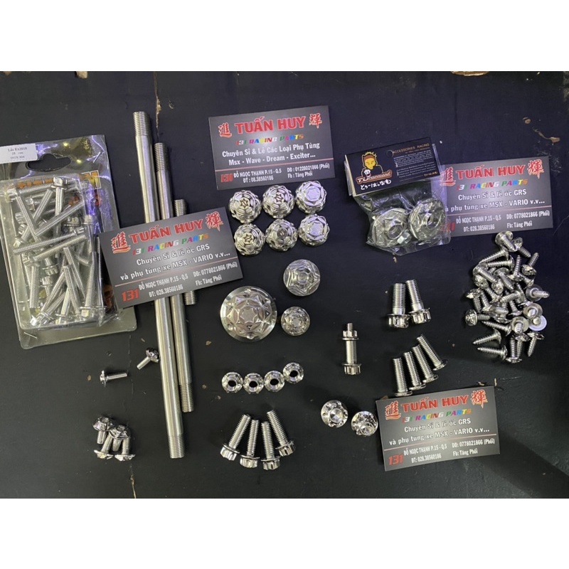 Combo full xe ốc salaya inox 304 cho honda yamaha wave dream sirius fu future led wave 2017 blade