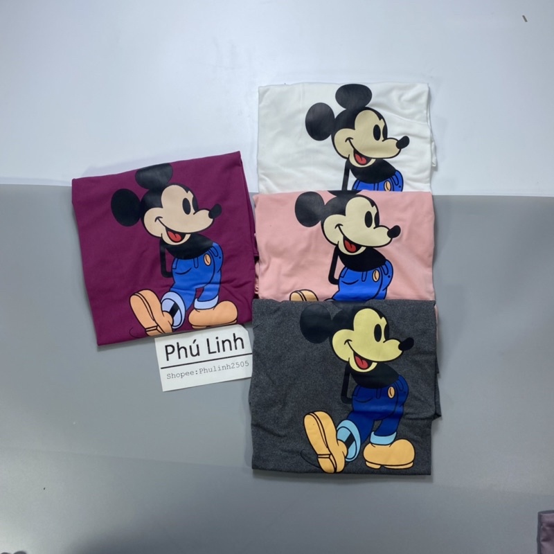 MS011 Áo thun unisex mickey, áo thun cổ tròn cotton hè mát