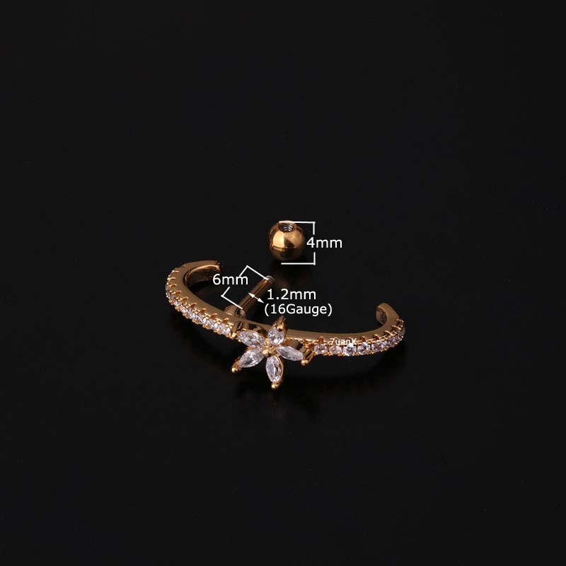 1 Khuyên Tai Dài 6Mm Bằng Thép Không Gỉ 16Mm Màu Vàng / Bạc