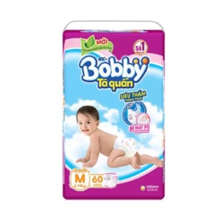 Tã quần bobby m60,l54,xl48,xxl44 trà xanh