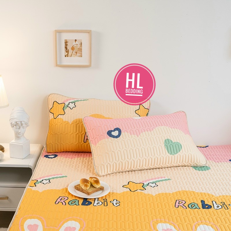 Chiếu điều hòa cao su non 5D Thỏ HL Bedding vải lụa Tencel mát cao su non Latex mềm mịn đủ kích thước m6/m8/2m2