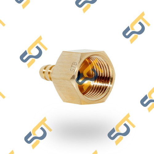 Ren trong 3/8 (17) đuôi chuột nối ống mềm - Đồng thau (Brass airline fitting female hose connector, béc búp RT)