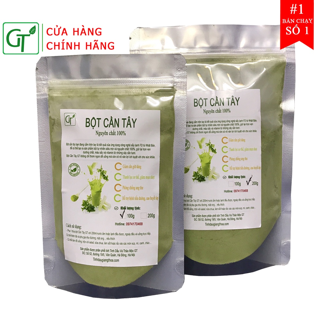 bột cần tây sấy lạnh cao cấp GT FREESHIP Bột rau cần tây nguyên chất 100% Giúp Giảm Cân Nhanh, Da Xinh, Dáng Đẹp