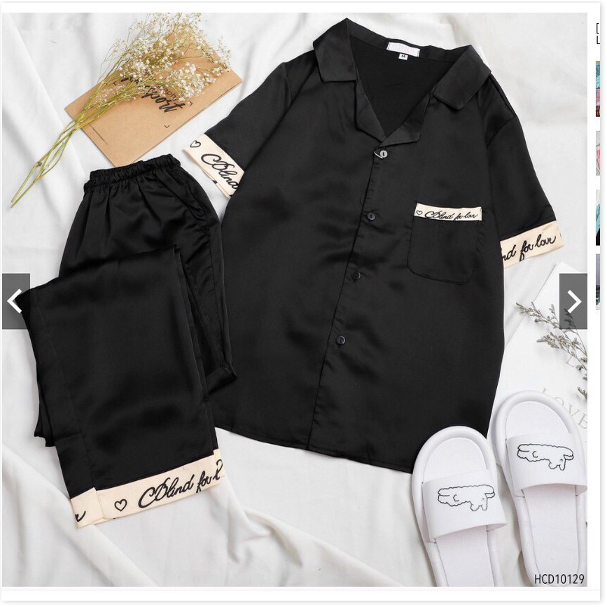 đồ bộ pijama phối bo tay chân sang chảnh