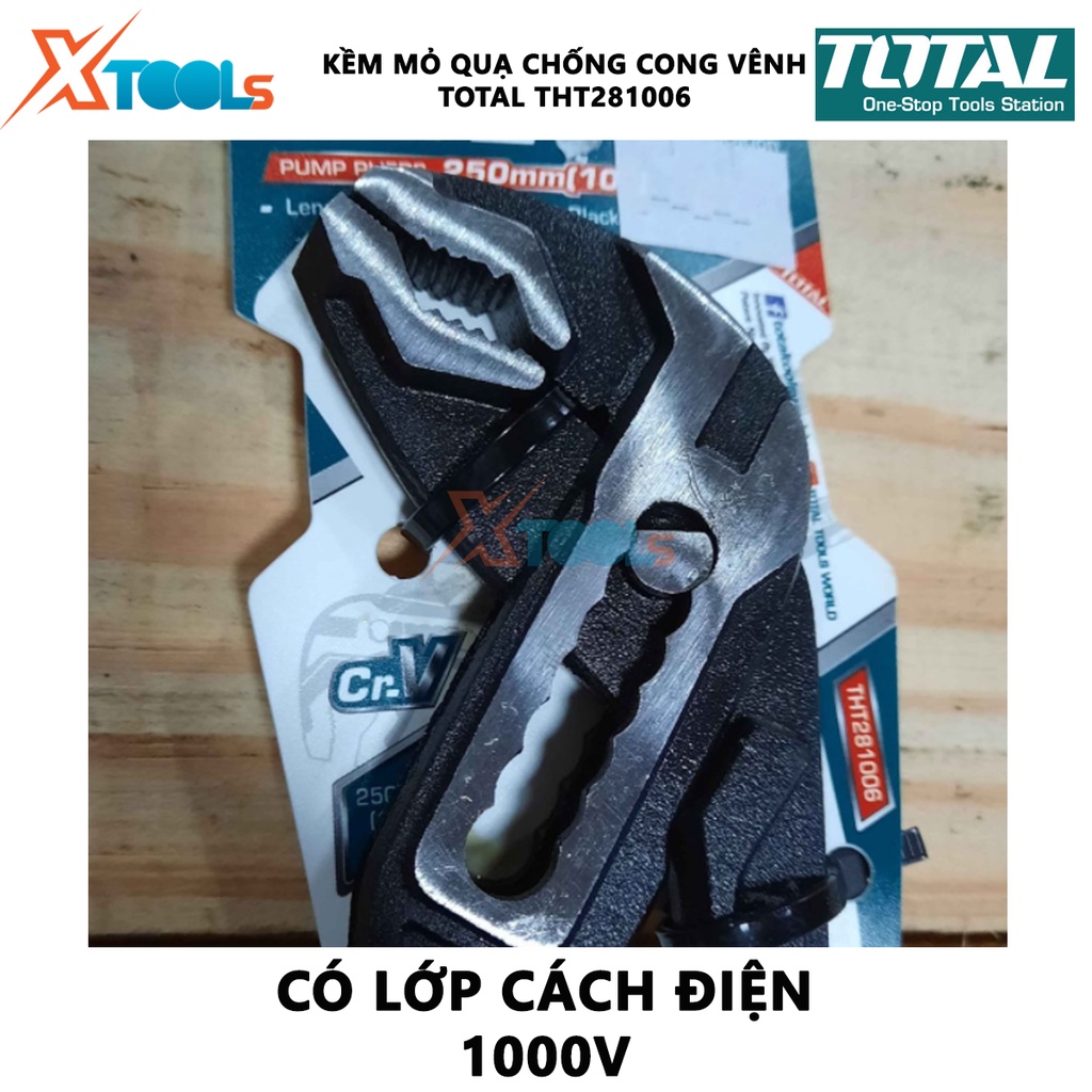 Kềm mỏ quạ TOTAL THT281006 Kìm mỏ quạ Kích thước 25x10x5cm chống gỉ sét, cách điện 1000V hỗ trợ cắt, kẹp các chi tiết kh