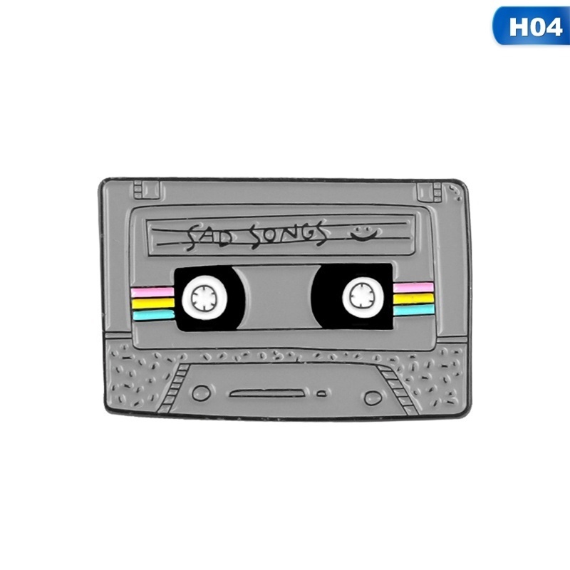 Ghim cài áo tráng men hình cuộn băng retro phong cách hiphop thích hợp cho người yêu âm nhạc