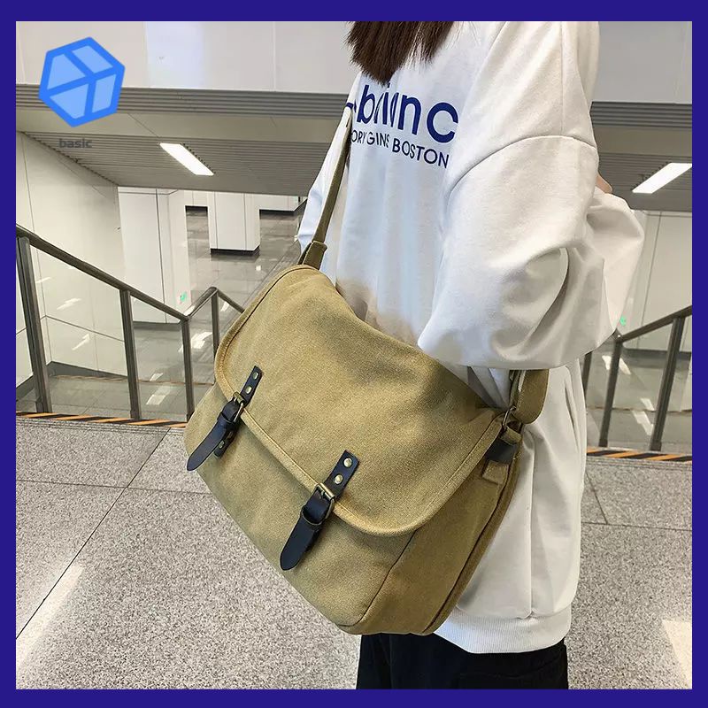 Túi Đeo Vai Bằng Vải Canvas Phong Cách Đường Phố Nhật Bản ins Dễ Phối Đồ Dành Cho Học Sinh Nam Nữ