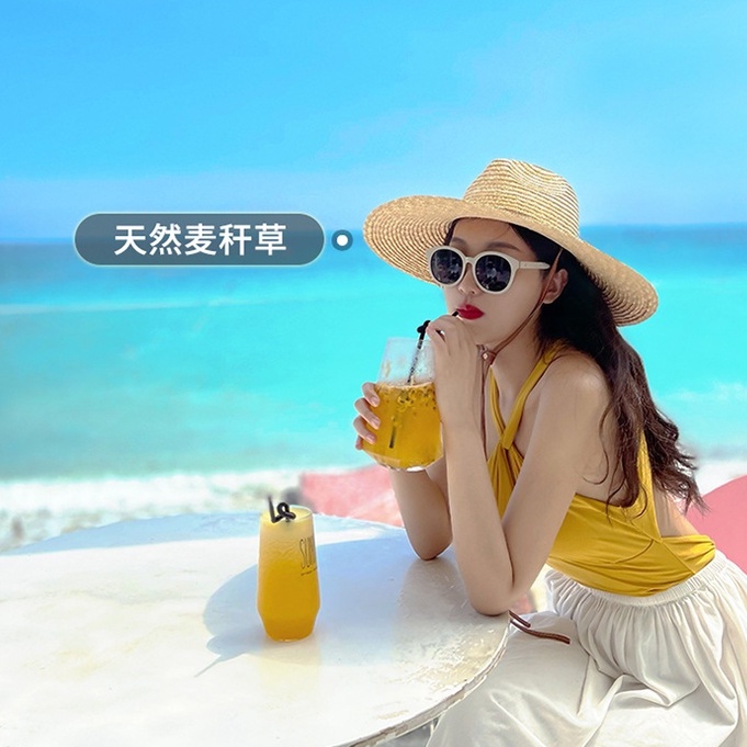 Mũ rơm đi biển Fedora Cowboy - dây da vành rộng - ( hàng loại 1)