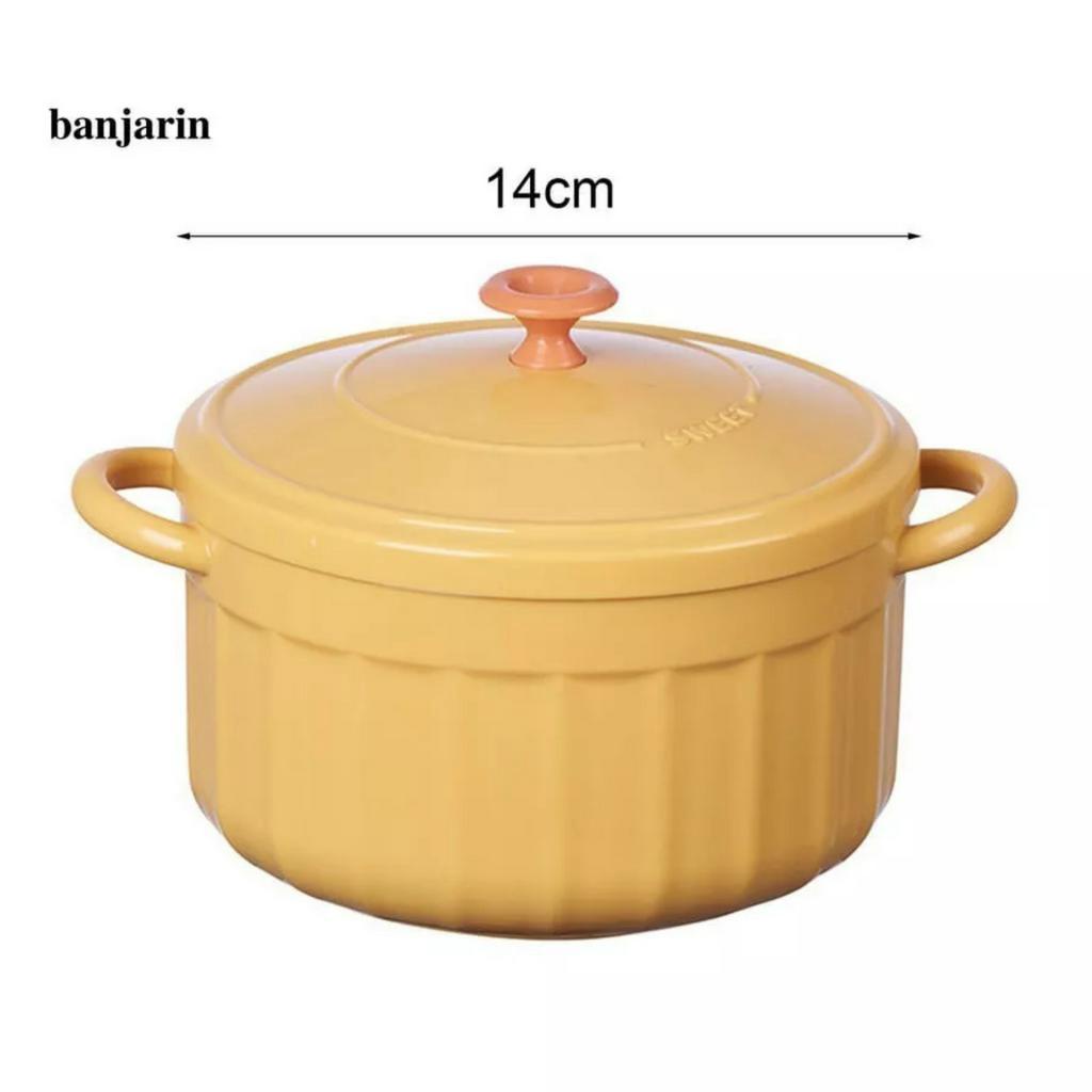 Bát nấu mì kiểu nồi đất có tay cầm và nắp đậy