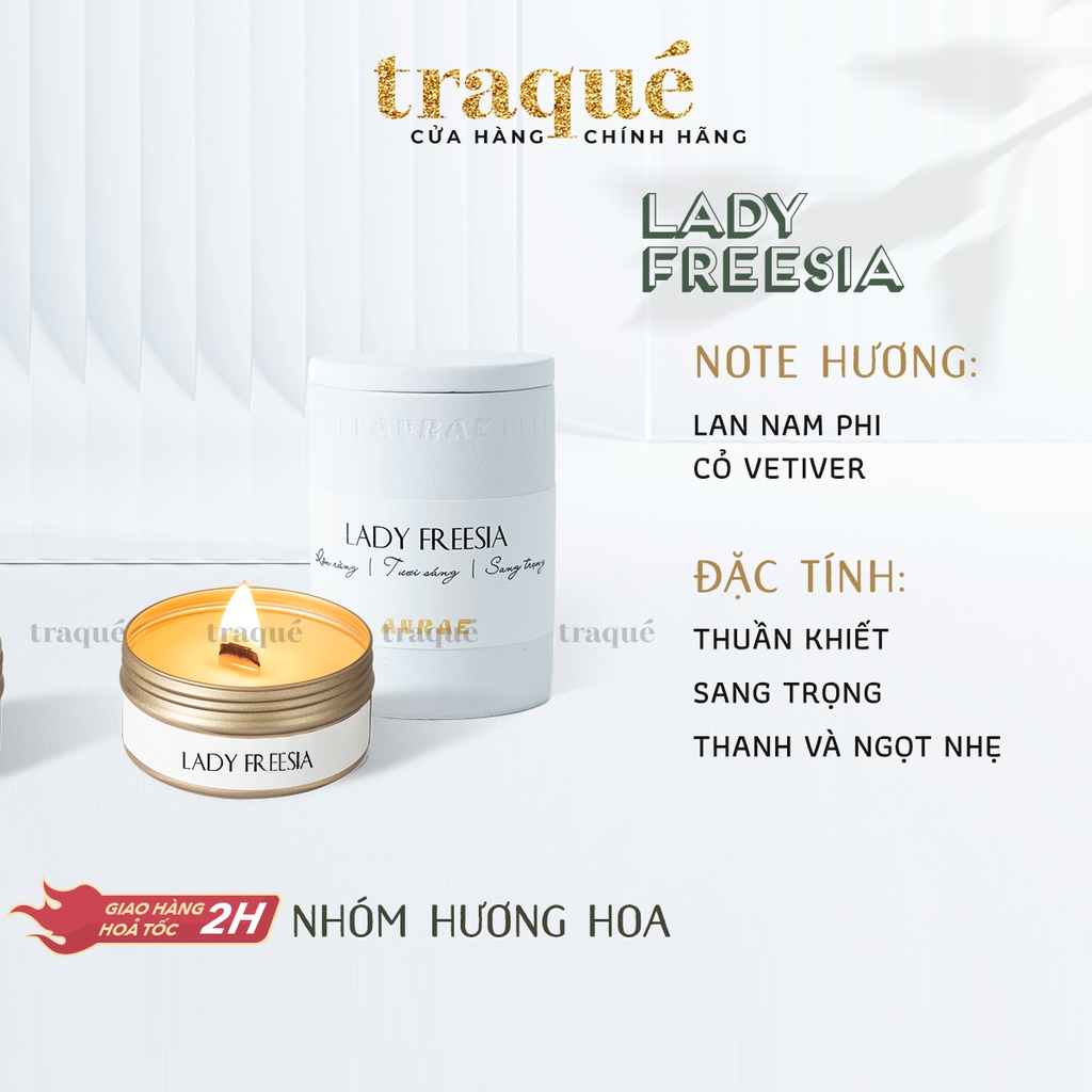 [Lady Freesia - Có thể refill - quà tặng kèm khi mua size 150g] Nến thơm tinh dầu Aurae - dòng Signature - SX tại VN