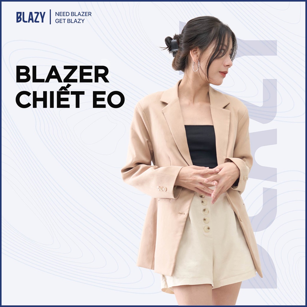 Áo Khoác Blazer Nam Nữ Tay Dài Chiết Eo BLAZY - Màu Be, Phong Cách Hàn Quốc, Chất Vải Kaki Chống Nhăn 2 Lớp | BigBuy360 - bigbuy360.vn