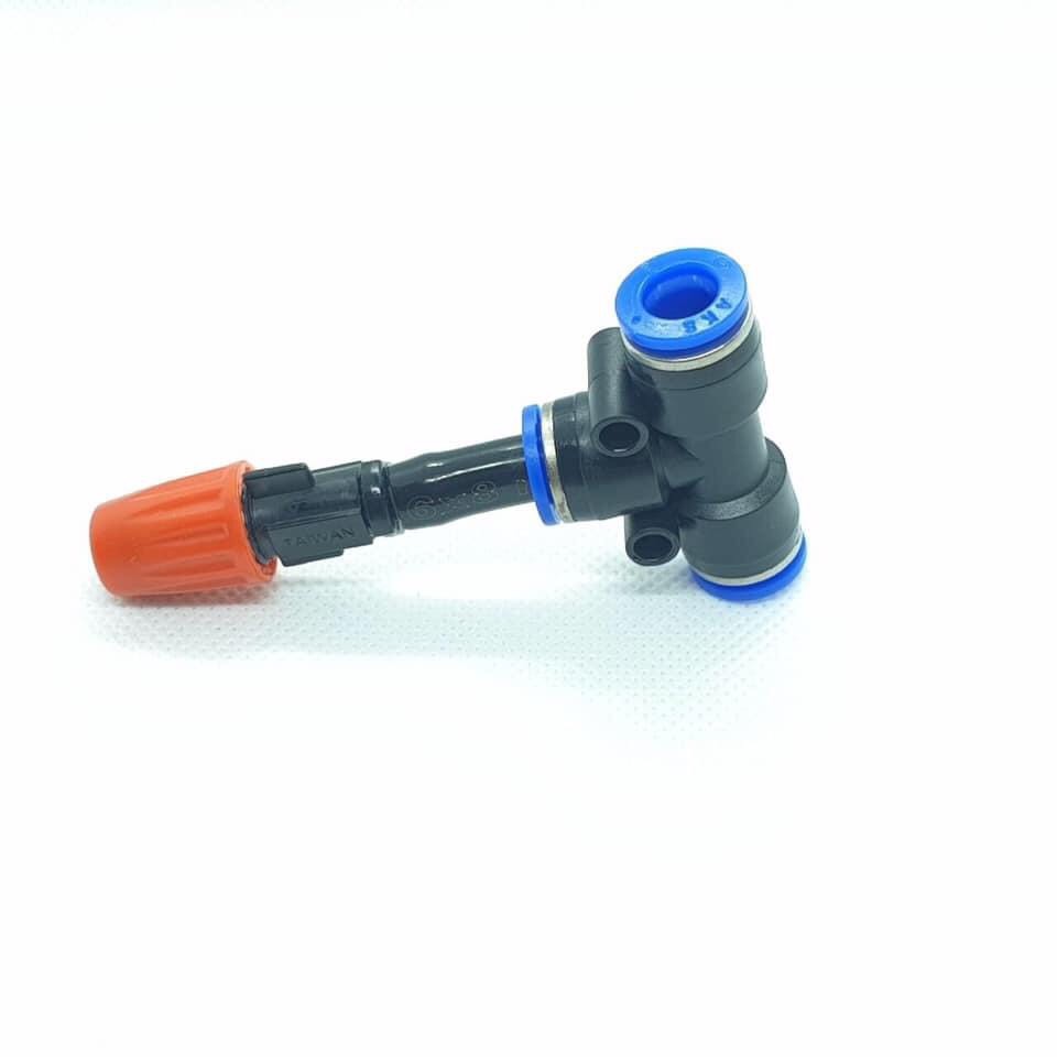 Béc phun sương đơn kèm T 8mm - góc 8 - nối 8mm