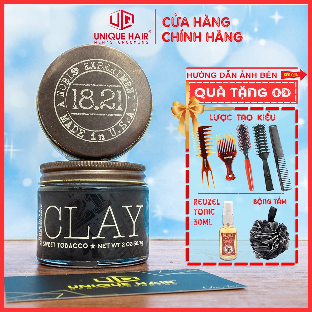 [CHÍNH HÃNG STORE HÀ NỘI] Sáp Vuốt Tóc 18.21 Man Made CLAY Tặng lược | RẺ VÔ ĐỊCH