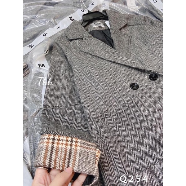 Áo dạ xương cá dáng vest