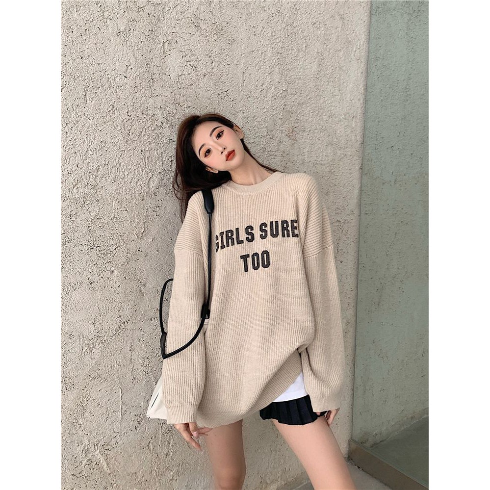 áo len dấu quần ulzzang áo len form rộng dáng dài trùm mông