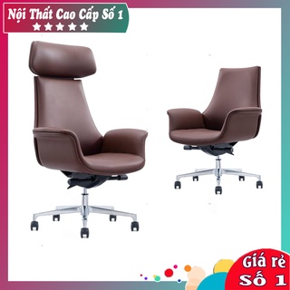 Ghế tựa lưng giám đốc bọc da cao cấp có tựa đầu chân xoay kim loại có thể điều chỉnh chiều cao ghp036