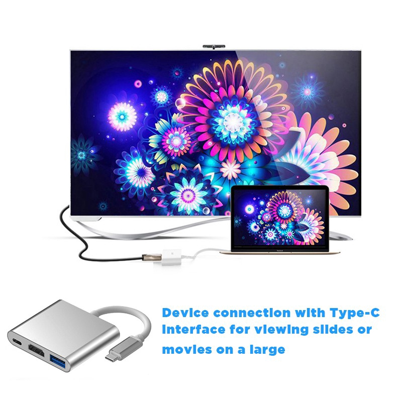 HUB chuyển đổi cổng Type C sang HDMI USB 3.0 + USB-C + USB 3.0 cho Macbook Pro Pixel