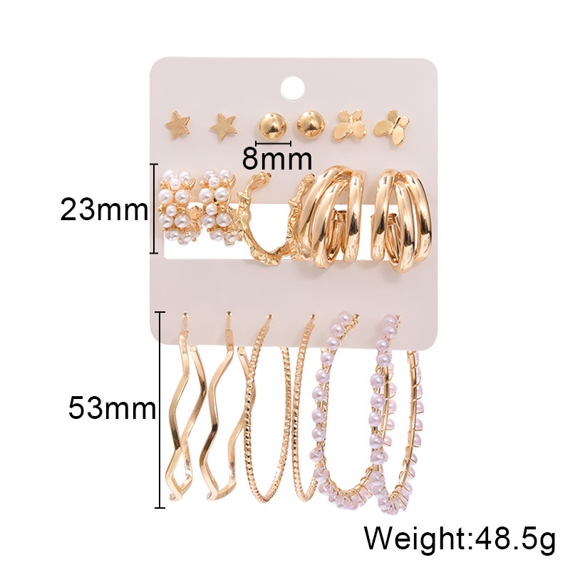 Set Khuyên Tai Tròn Mạ Vàng Đơn Giản Cá Tính