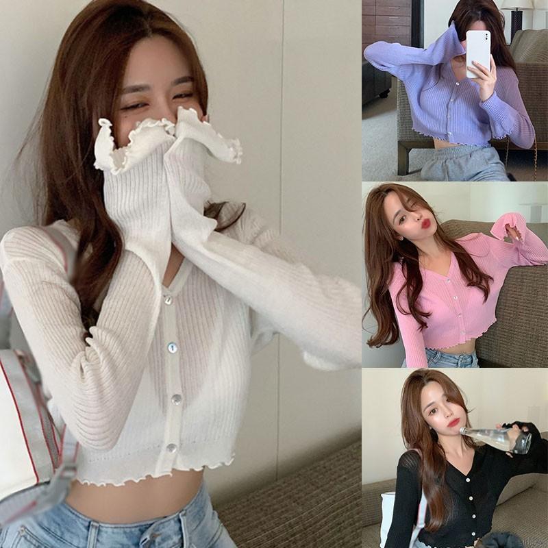 Áo Khoác Cardigan Tay Dài Cổ Chữ V Màu Trơn Phong Cách Hàn Quốc | BigBuy360 - bigbuy360.vn