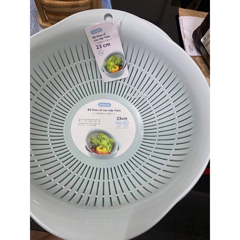 [Bộ 3 Size] Bộ Thau Rổ Nhựa Yoko Inochi Đựng Hoa Quả, Rau Củ Tươi Sach - Bộ Thau Kèm Rổ 2 In 1 Tiêu Chuẩn Nhật Bản