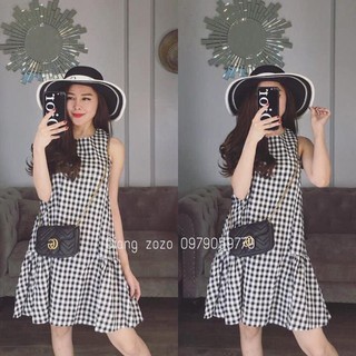 Đầm đuôi cá kẻ ô siêu xinh