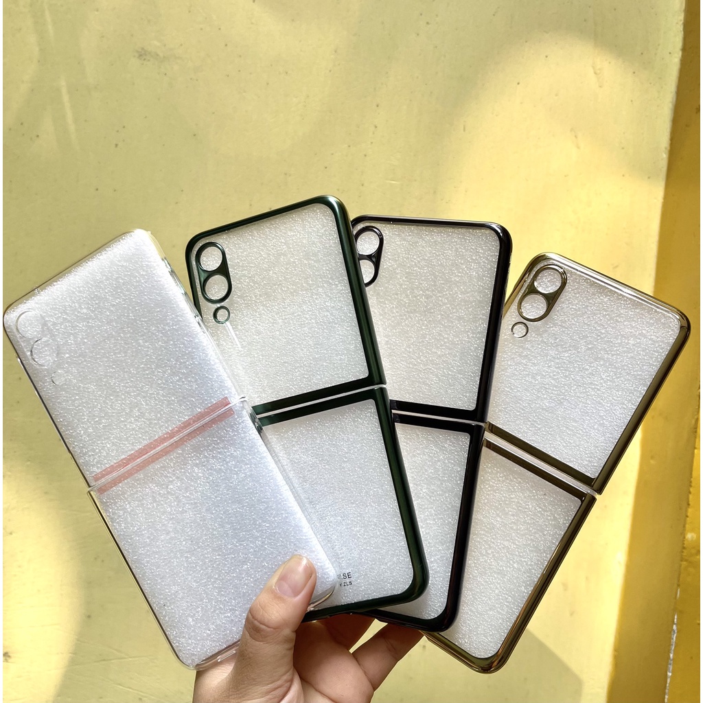 Ốp điện thoại PC cứng trong suốt viền mạ màu chống sốc cho Samsung Galaxy Z Flip3 Z Flip 3