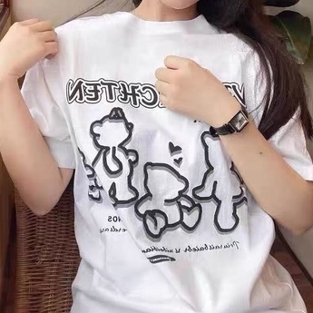 Áo phông nam nữ form rộng 2N Unisex thun cotton in Vernichten gấu trắng/hồng/đen