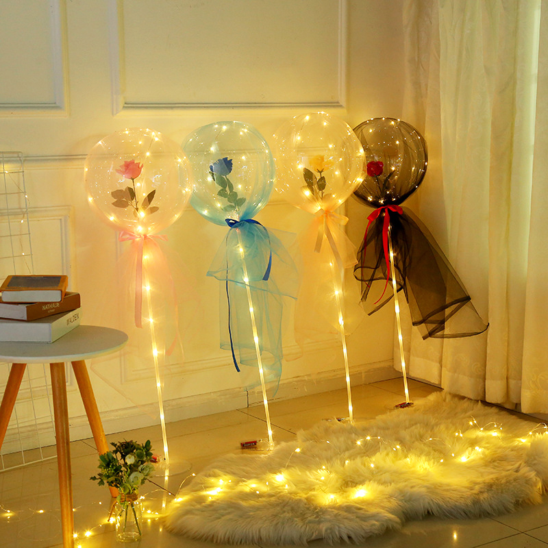 Bó hoa hồng bằng bong bóng LED trong suốt dùng để trang trí tiệc cưới / valentine