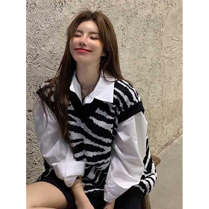 [Order taobao] Áo gile len ngựa vằn ulzzang kèm ảnh thật có sẳn | BigBuy360 - bigbuy360.vn
