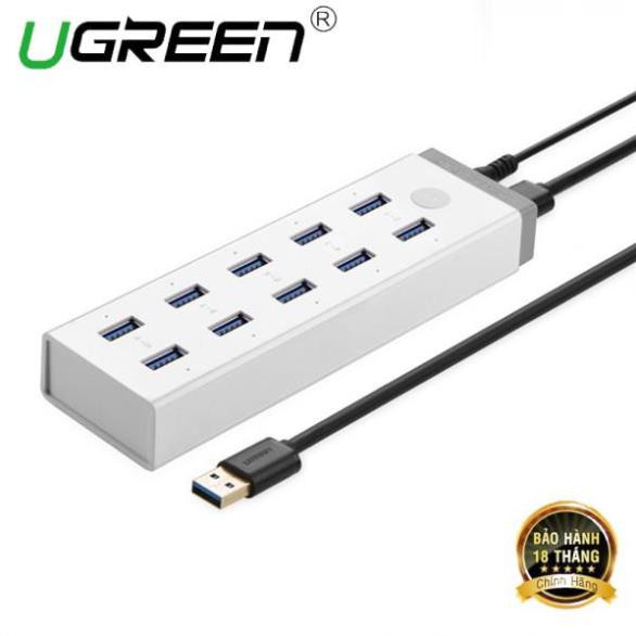 Hub đa chức năng 10 cổng USB 3.0 Ugreen 20297 kèm sạc điện thoại, máy tính bảng...