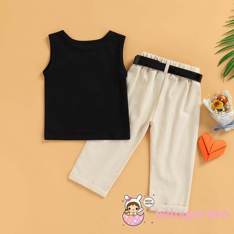 Set Đồ Mùa Hè 3 Món Gồm Áo Ba Lỗ Cổ Tròn + Quần Có Túi Cho Bé Gái 1-9 Tuổi