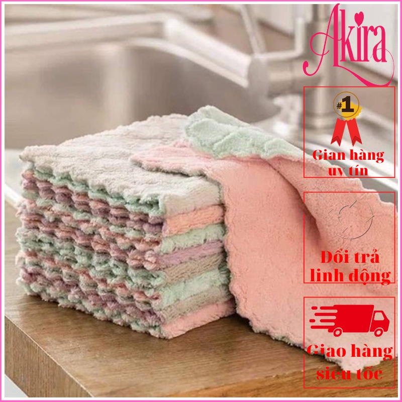 Khăn lau bếp đa năng 2 mặt siêu thấm  kháng khuẩn chống dính dầu mỡ hai mặt