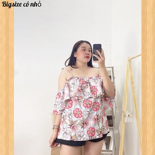 Áo sơ mi bigsize nữ họa tiết hoa kiểu dáng bánh bèo trễ vai - BET VAI