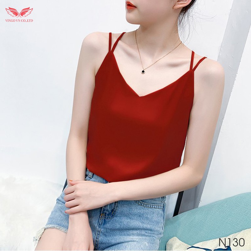 Áo 2 Dây Lụa Nữ VINGO Đan Chéo Lưng Lụa Trơn Cao Cấp Quyến Rũ Mặc Trong Áo Vest Và Cardigan N130 VNGO | BigBuy360 - bigbuy360.vn